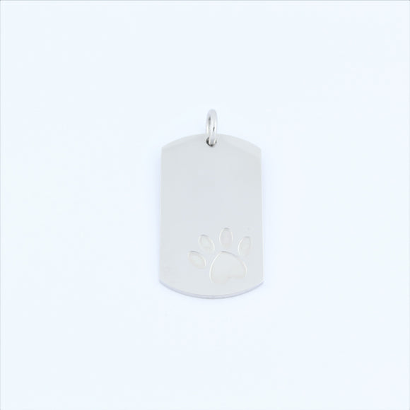 Stainless Steel Paw Print Tag Pendant