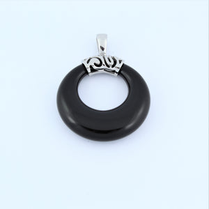 Stainless Steel Black Onyx Ring Pendant