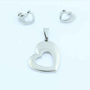 Stainless Steel Heart Earring/Pendant Set